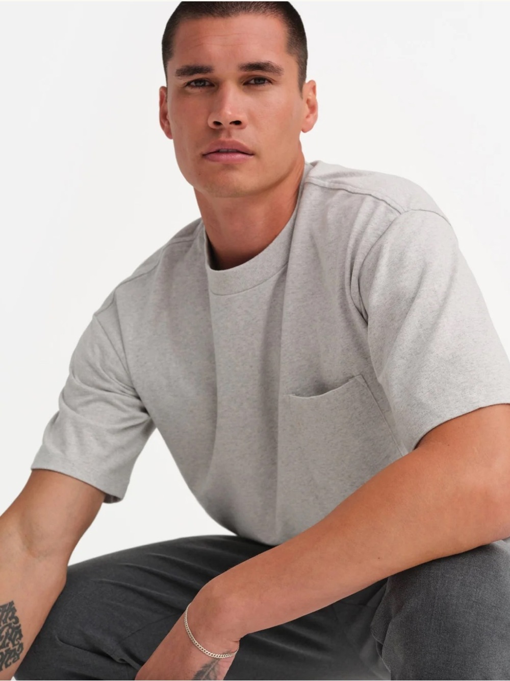 Mate The Label Organic Cotton Men's Short Sleeve Relaxed Pocket T-Shirt — Gray